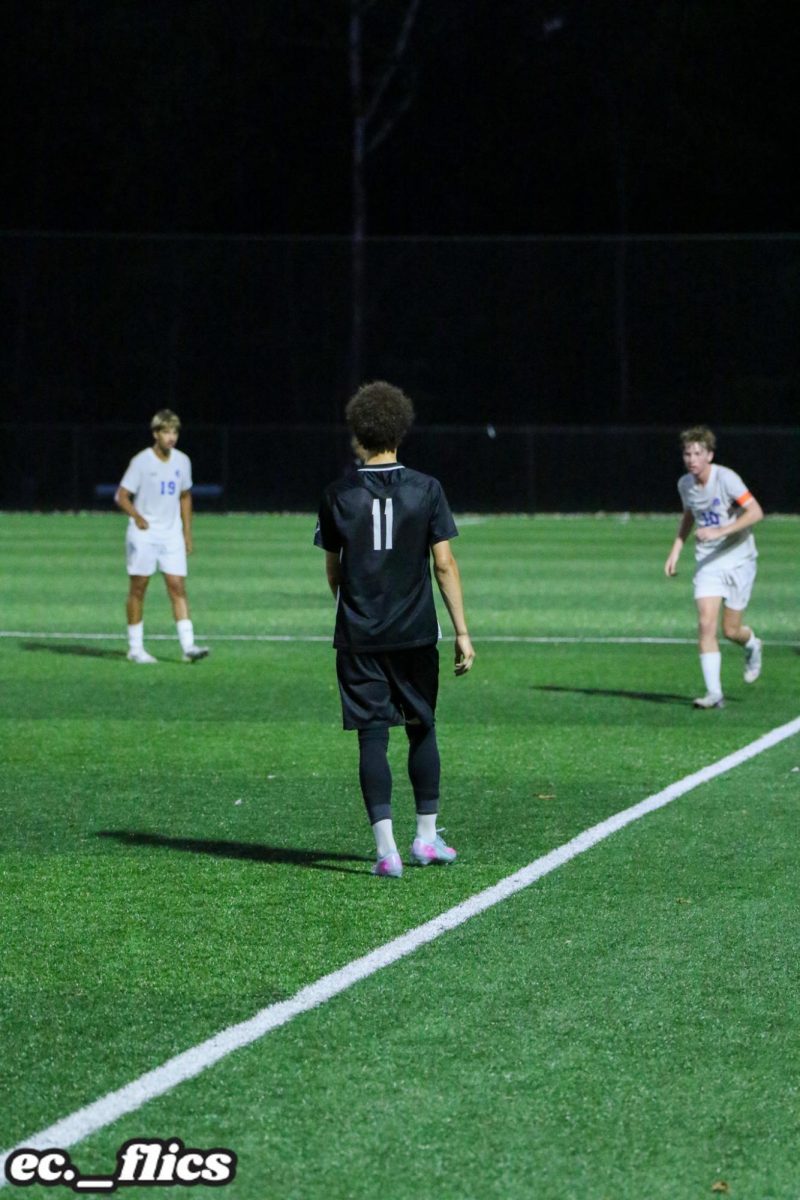 Bryce Bush, Sophomore, rests while the ball is out of bounds vs Bishop Chatard.